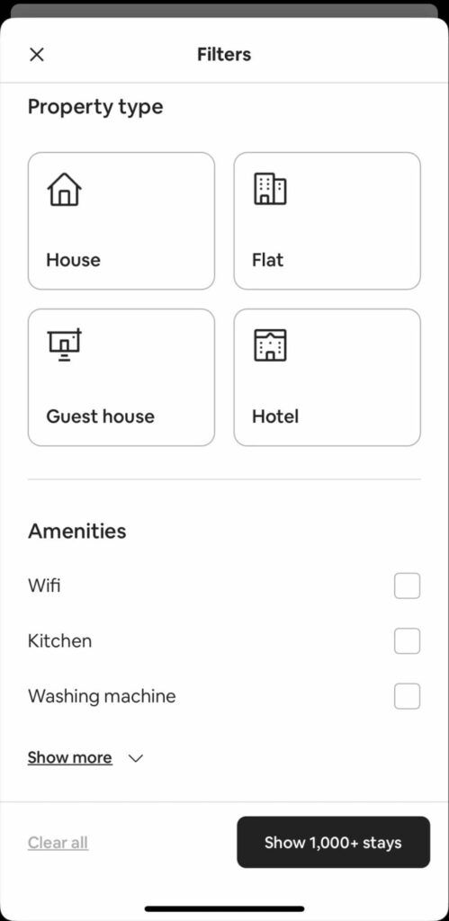 airbnb advanced search ux examples