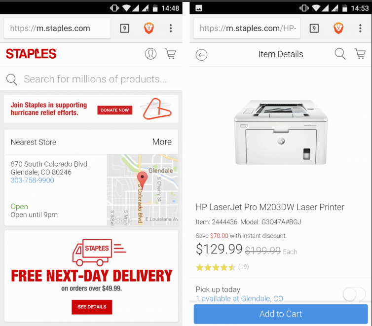 Staples website